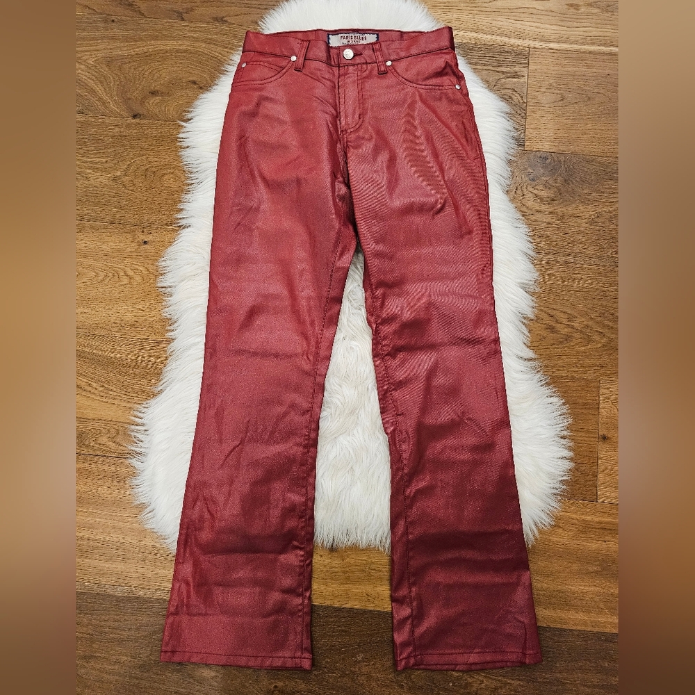 Vintage Low Rise Shimmery Red Straight-Leg Pants